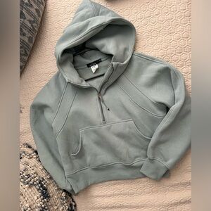 NWOT Fleece lined half zip hoodie, light green, size S